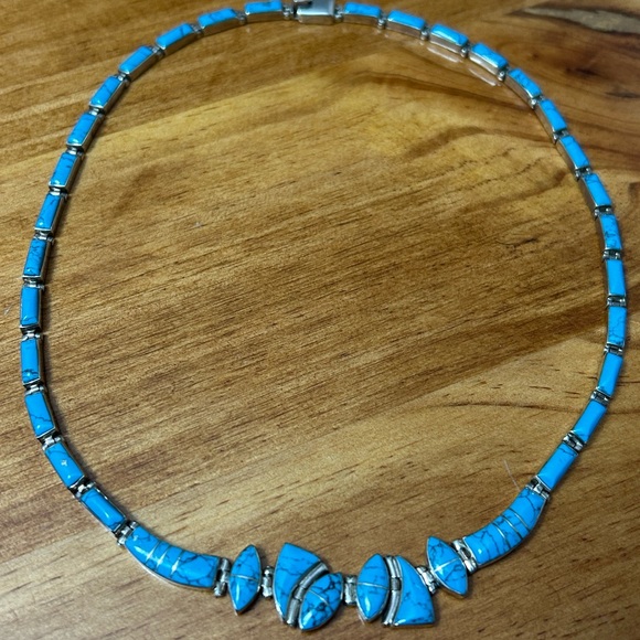 Sterling & Turquoise Necklace Stamped Mexico
